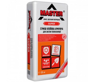 MASTER SUPER универсальный клей для приклеивания и армирования теплоизоляции, 25кг MASTER SUPER универсальный клей для приклеивания и армирования теплоизоляции, 25кг